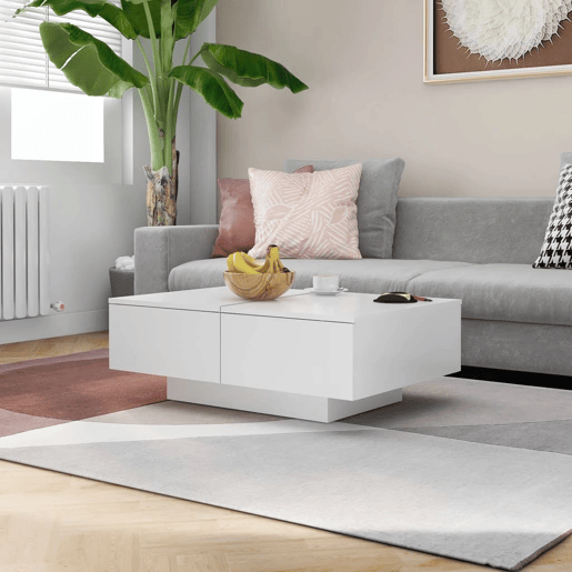 Mesa de Centro, Mesa baixa, 90x60x31 cm contraplacado branco