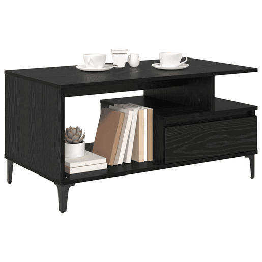 Mesa de Centro, Mesa baixa, com gaveta Carvalho Preto 90 x 49 x 45 cm
