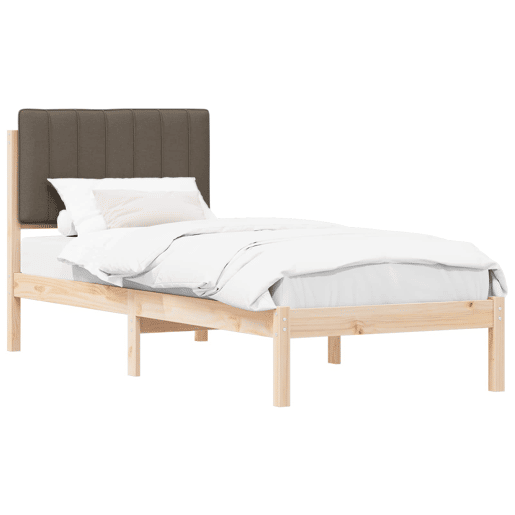 Estrutura de cama de solteiro Design com Cabeceira Estofada Cinzento-acastanhado
