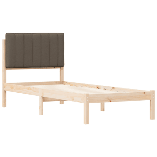 Estrutura de cama de solteiro Design com Cabeceira Estofada Cinzento-acastanhado
