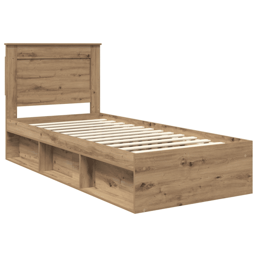 Estrutura de cama de solteiro moderno com cabeceira - Carvalho Artesanal 75 x 190 cm