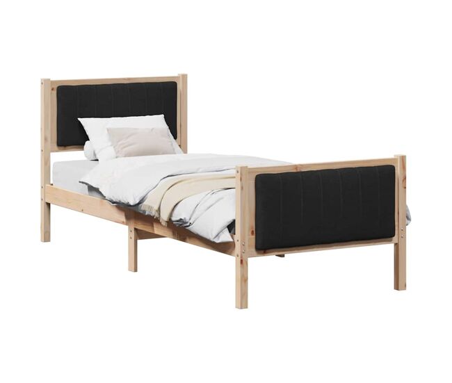 Estructura de cama simple para adultos con cabecera - marrón y negro 80 x 200 cm