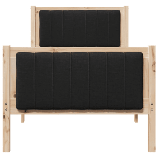 Estrutura de cama de solteiro simple com cabeceira - Castanho e preto 80 x 200 cm
