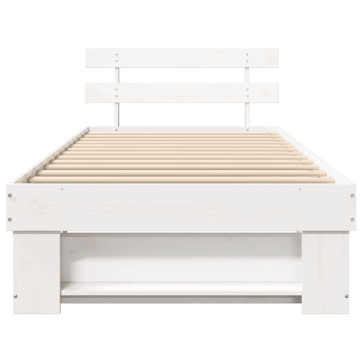 Estrutura de cama de solteiro para adultos - Branco 90 x 200 cm Madeira de Pinheiro Sólida