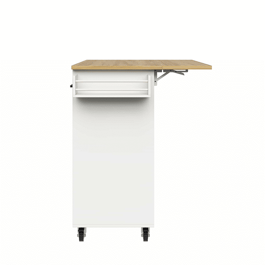 Carrinho de cozinha 107 cm - com bancada, suporte para toalhas, prateleira para especiarias, divisórias ajustáveis - branco