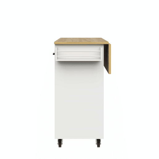 Carrinho de cozinha 107 cm - com bancada, suporte para toalhas, prateleira para especiarias, divisórias ajustáveis - branco
