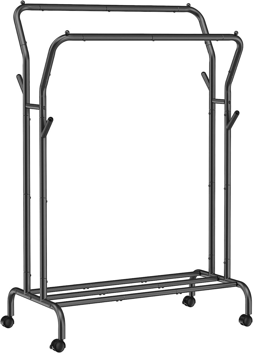 Perchero de ropa sobre ruedas, negro