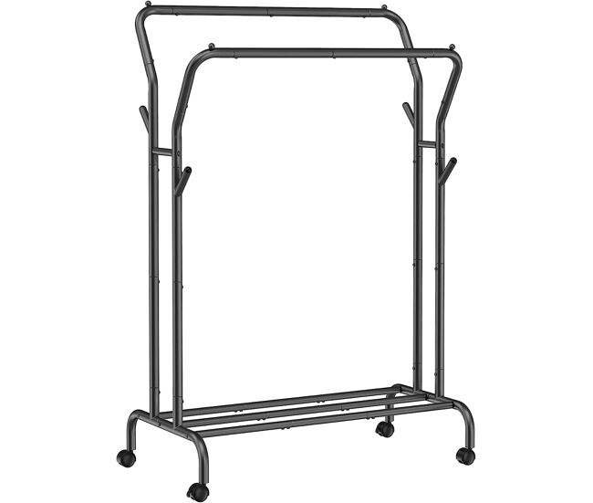 Perchero de ropa sobre ruedas, negro
