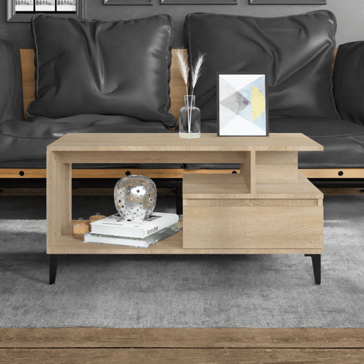 Mesa de Centro, Mesa baixa, 90x49x45 cm derivados de madeira carvalho sonoma