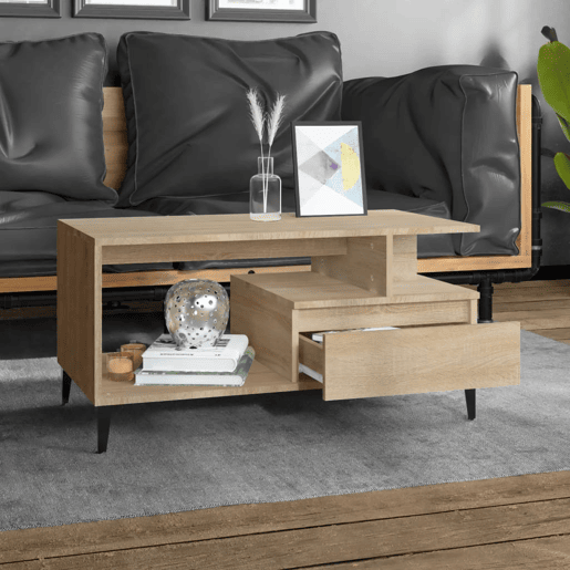 Mesa de Centro, Mesa baixa, 90x49x45 cm derivados de madeira carvalho sonoma