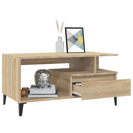 Mesa de Centro, Mesa baixa, 90x49x45 cm derivados de madeira carvalho sonoma