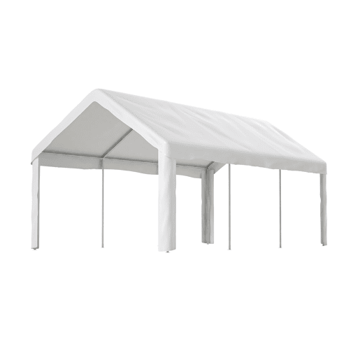 Tenda garagem 3x6m - porta dupla enrolável, teto e laterais removíveis - branco