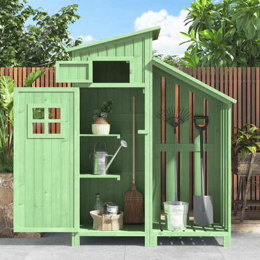 Casinha de jardim 124x46x174 cm - Adequada para jardins pequenos - Verde