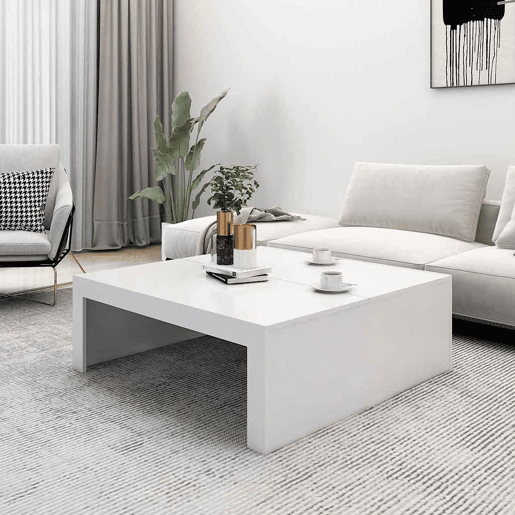 Mesa de Centro, Mesa baixa, 100x100x35 cm derivados de madeira branco