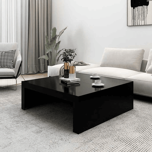 Mesa de Centro, Mesa baixa, 100x100x35 cm derivados de madeira preto