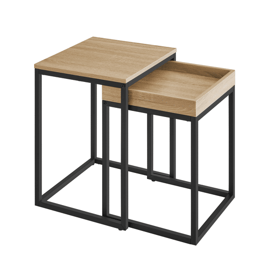 CONJUNTO DE MESA DE CAFÉ 2 unidades, carvalho de Sonomapreto