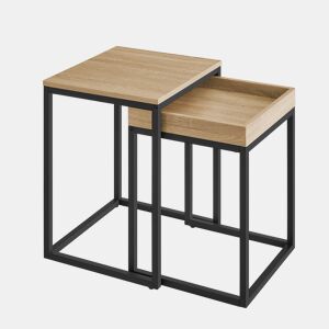 CONJUNTO DE MESA DE CAFÉ 2 unidades, carvalho de Sonomapreto