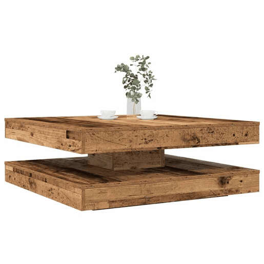 Mesa de Centro, Mesa baixa, rotativa a 360 graus 90x90x34,5 cm madeira velha