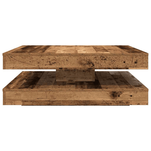 Mesa de Centro, Mesa baixa, rotativa a 360 graus 90x90x34,5 cm madeira velha