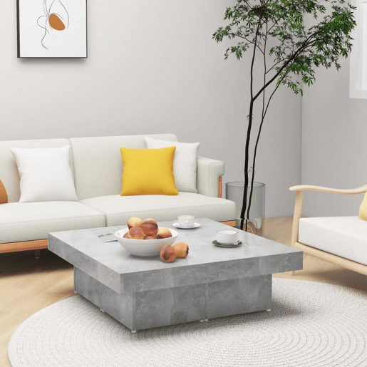 Mesa de Centro, Mesa baixa, 90x90x28cm derivados de madeira cinzento cimento