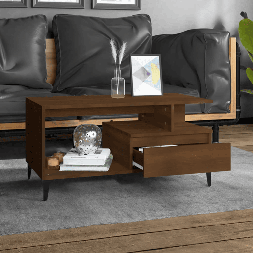 Mesa de Centro, Mesa baixa, 90x49x45 cm derivados de madeira carvalho castanho Mesa de Centro, Mesa baixa, 90x49x45 cm derivados de madeira carvalho castanho