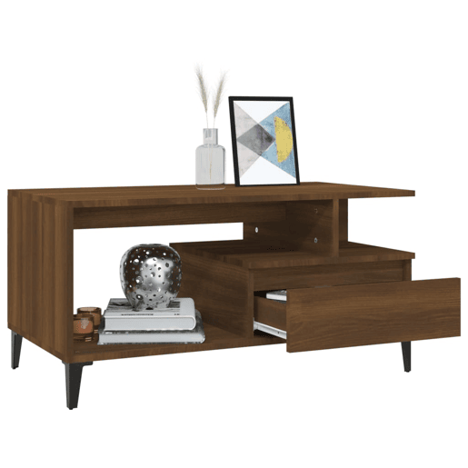 Mesa de Centro, Mesa baixa, 90x49x45 cm derivados de madeira carvalho castanho Mesa de Centro, Mesa baixa, 90x49x45 cm derivados de madeira carvalho castanho