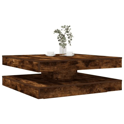 Mesa de Centro, Mesa baixa, rotativa a 360graus 90x90x34,5cm carvalho fumado