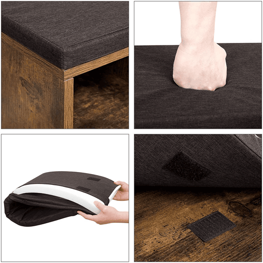 ARMÁRIO DE SAPATOS com assento, castanho, 44 pares