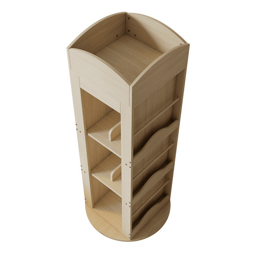 Estante giratória 142x63x63 cm - 4 níveis, multifuncional, 360° - Natural