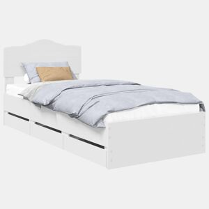 Estrutura de cama de solteiro para adultos Branco 75 x 190 cm Madeira de Engenharia