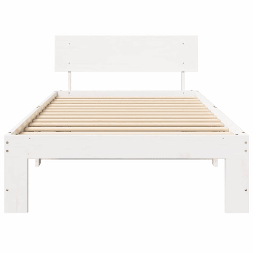 Estrutura de cama de solteiro para adultos - Branco 90 x 190 cm Madeira de Pinheiro Sólida