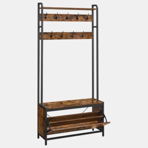 CABIDE DE ROUPA com SAPATEIRO, castanhopreto