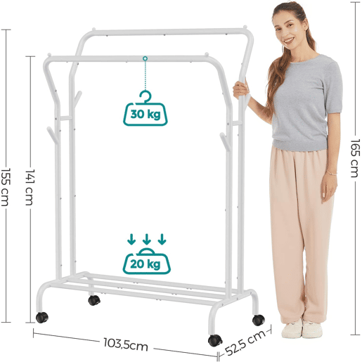 CABIDE DE ROUPA COM RODAS, branco CABIDE DE ROUPA COM RODAS, branco