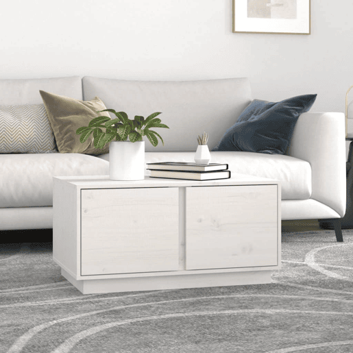 Mesa de Centro, Mesa baixa, 80x50x40 cm madeira de pinho maciça branco