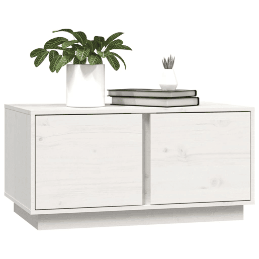 Mesa de Centro, Mesa baixa, 80x50x40 cm madeira de pinho maciça branco