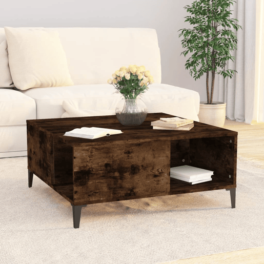 Mesa de Centro, Mesa baixa, 80x80x36,5 cm derivados madeira carvalho fumado