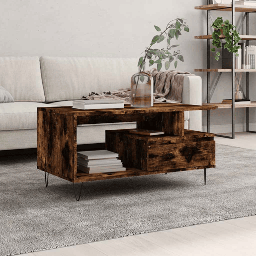 Mesa de Centro, Mesa baixa, 90x49x45 cm derivados madeira carvalho fumado