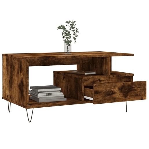 Mesa de Centro, Mesa baixa, 90x49x45 cm derivados madeira carvalho fumado