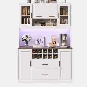 Armário lateral 120x36,3x180 cm - com iluminação LED, tomada, 6 portas, 2 gavetas grandes - branco