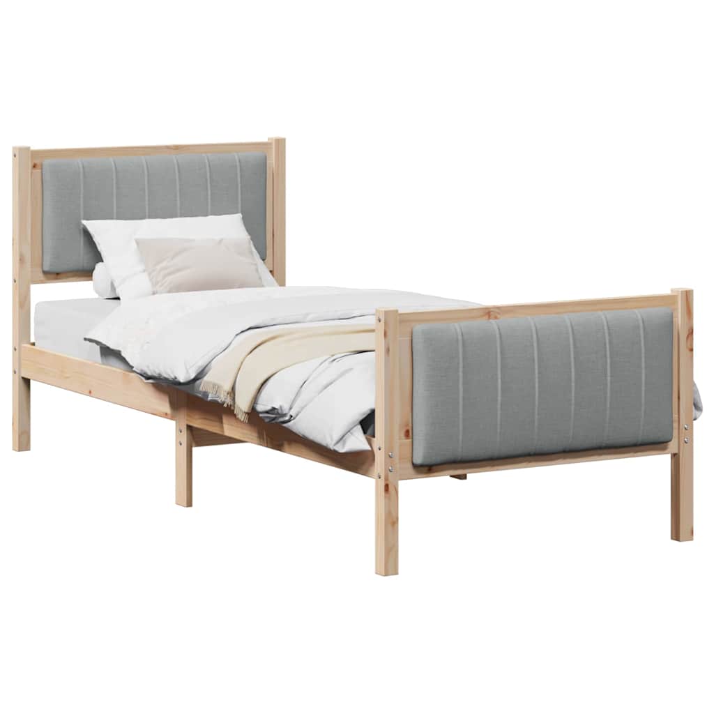 Estructura de cama simple para adultos con cabecera - marrón y gris claro 80 x 200 cm