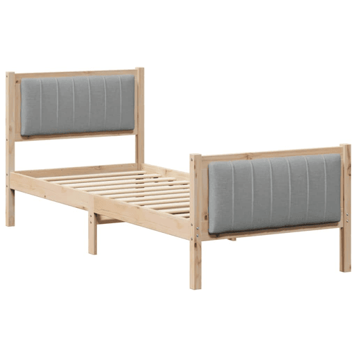 Estrutura de cama de solteiro simple - Marrom e cinza claro 80 x 200 cm