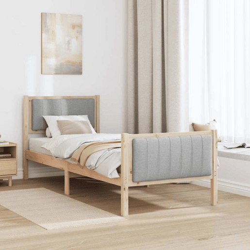Estrutura de cama de solteiro simple - Marrom e cinza claro 80 x 200 cm