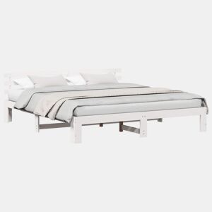 Estrutura de cama de casal com cabeceira king size - Branco 200 x 200 cm