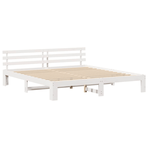 Estrutura de cama de casal com cabeceira king size - Branco 200 x 200 cm