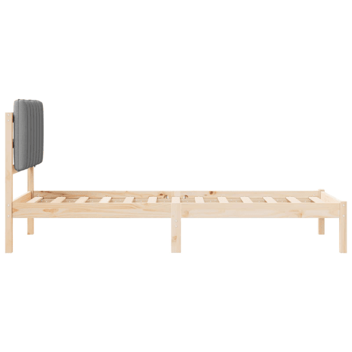 Estrutura de cama de solteiro simple com Cabeceira Estofada Cinzento-claro