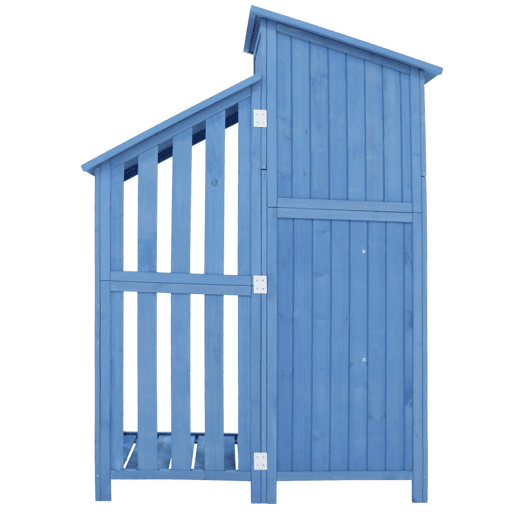 Casinha de jardim 124x46x174 cm - Armário de jardim, madeira, para espaços pequenos - Azul