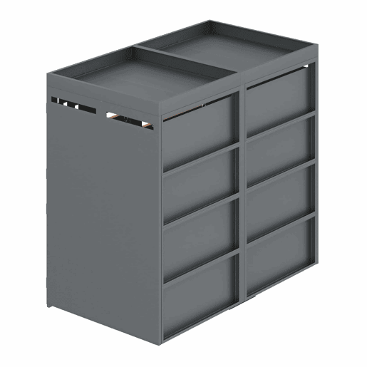 Caixa para caixotes do lixo 2 unidades 120-240 L - Com teto de plantas, porta com efeito de madeira, opção de ampliação - Cinza e Natural