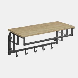 SUPORTE DE PAREDE com cabides de 66 cm, carvalho de Sonomapreto