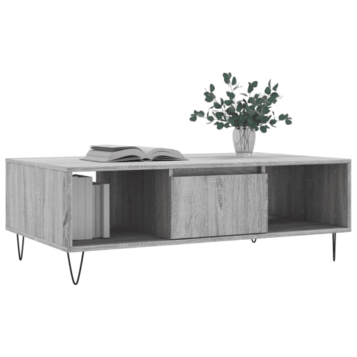 Mesa de Centro, Mesa baixa, 104x60x35 cm derivados madeira cinzento sonoma