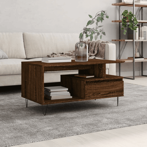 Mesa de Centro, Mesa baixa, 90x49x45 cm derivados de madeira carvalho castanho Mesa de Centro, Mesa baixa, 90x49x45 cm derivados de madeira carvalho castanho